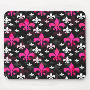 Rosa Weiße Fleur De Lis Mousepad