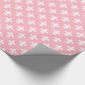 Rosa-weiße Fleur-de-Lis-Muster Geschenkpapier (Ecke)
