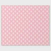 Rosa-weiße Fleur-de-Lis-Muster Geschenkpapier (Flach)