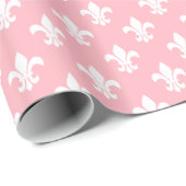 Rosa-weiße Fleur-de-Lis-Muster Geschenkpapier (Rolleneckpunkt)