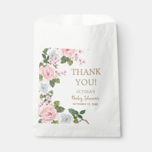 Rosa weiße florale Babyparty-Dankeschön Geschenktütchen