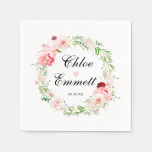 Rosa weiße florale Herz romantische Hochzeitsservi Serviette