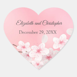 Rosa weiße florale Hochzeits-Brautparty Herz-Aufkleber