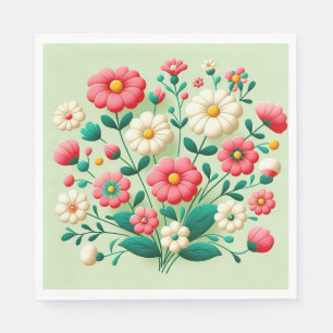 🌸 Rosa Weiße Florale Tischservietten Frühlingsdek Serviette