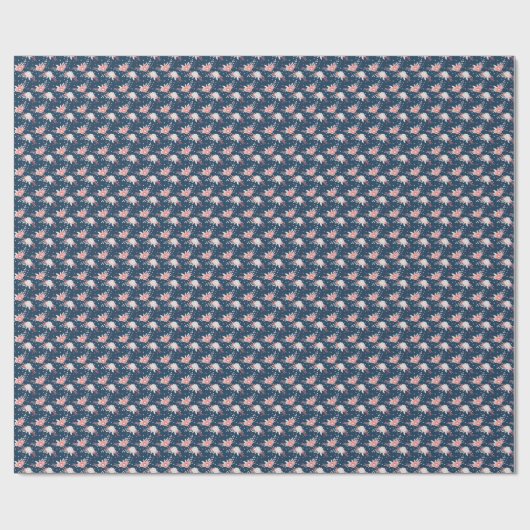 Rosa Weiße Flornblauer Blau Geschenkpapier (Flach)