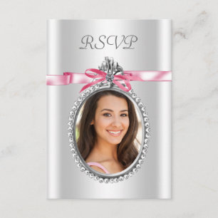 Rosa weiße Foto-RSVP-Karten RSVP Karte