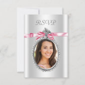 Rosa weiße Foto-RSVP-Karten RSVP Karte (Vorderseite)