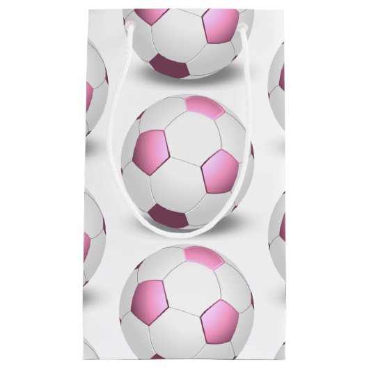Rosa-weiße Fußball Kleine Geschenktüte (Vorderseite)