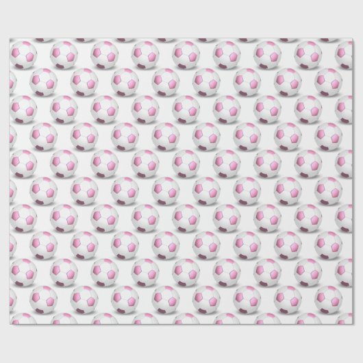 Rosa-weiße Fußballbälle Geschenkpapier (Flach)