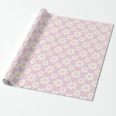 Rosa-weiße Gänseblümchenmuster Geschenkpapier (Ungerollt)