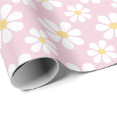Rosa-weiße Gänseblümchenmuster Geschenkpapier (Rolleneckpunkt)