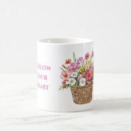 Rosa Weiße Gelbe Rote Blumen im Korb Kaffeetasse