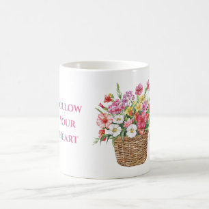 Rosa Weiße Gelbe Rote Blumen im Korb Kaffeetasse