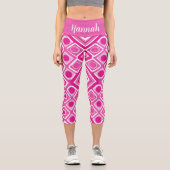 Rosa Weiße Geometrie Hochwaisted Capris (Vorderseite)