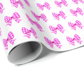 Rosa-weiße Gingham-Bogen Geschenkpapier (Rolleneckpunkt)