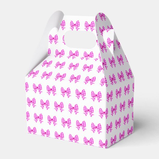 Rosa-weiße Gingham-Bogen Geschenkschachtel (Vorderseite)