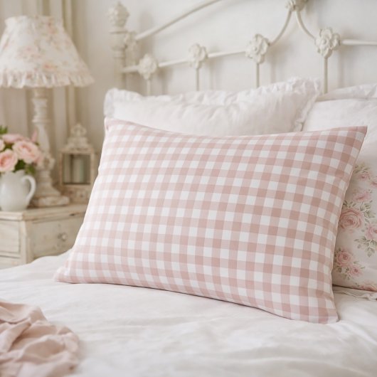 Rosa-weiße Gingham-Karomuster Kissenbezug