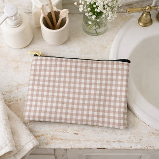 Rosa-weiße Gingham-Karomuster Zubehörtasche