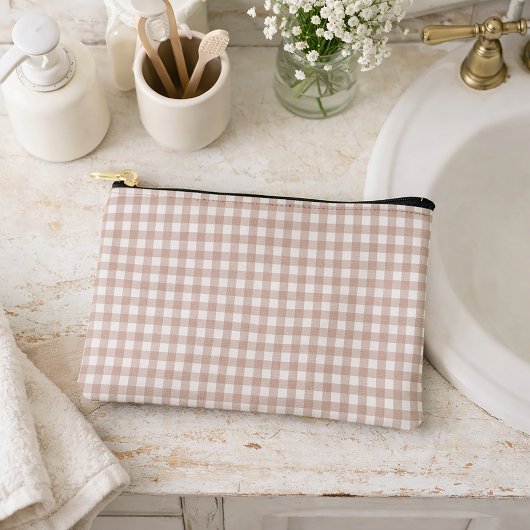 Rosa-weiße Gingham-Karomuster Zubehörtasche