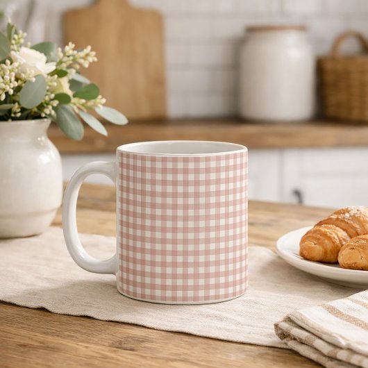 Rosa-weiße Gingham-Klassiker-Muster Kaffeetasse