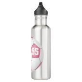 Rosa weiße Girl-Fußballnummer Edelstahlflasche (Rechts)