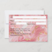 Rosa weiße goldmarmorne Geschenkgutscheine Einladung (Rückseite)