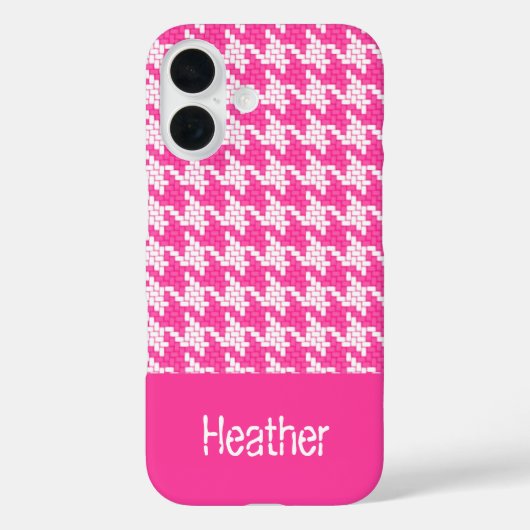 Rosa-weiße Hahnentrittmuster-Muster Case-Mate iPhone Hülle (Rückseite)