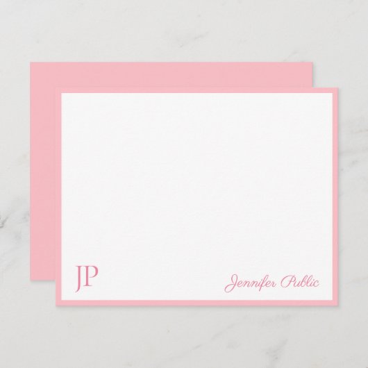 Rosa weiße Handschriftskriptvorlage Mitteilungskarte (Vorne/Hinten)
