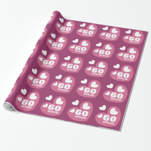 Rosa weiße Herz-60. Geburtstags-individueller Nam Geschenkpapier