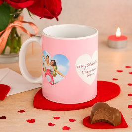 Rosa, weiße Herzen Foto Valentinstag Kaffeetasse