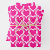 Rosa Weiße Herzen Muster Geschenkpapier Set (Beispiel)