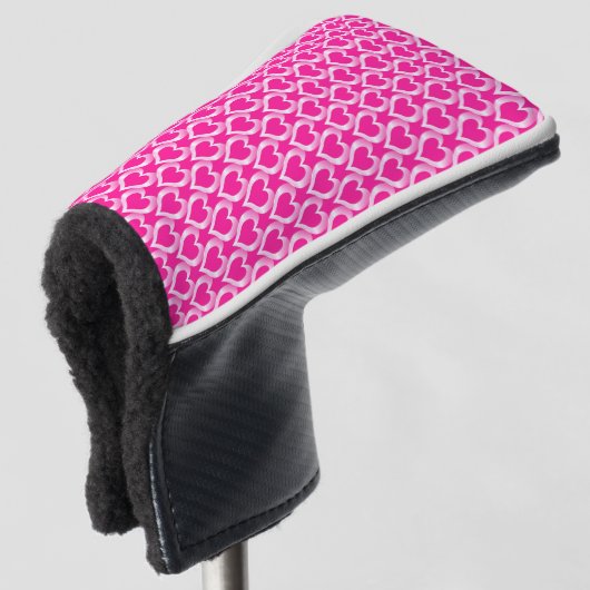 Rosa Weiße Herzen Muster Golf Headcover (3/4 Vorderseite)