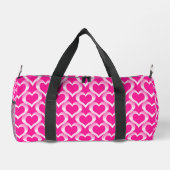 Rosa Weiße Herzen Muster Klein Duffle Bag (Rückseite)