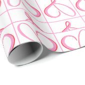 Rosa Weiße Herzen Romantik Einfach Geschenkpapier (Rolleneckpunkt)