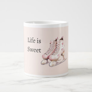 Rosa Weiße Herzen Schlittschuhe Das Leben ist süß Jumbo-Tasse
