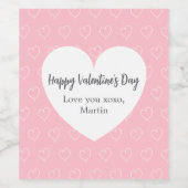 Rosa, weiße Herzen Valentinstag Weinetikett (Einzelnes Label)