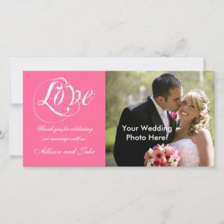 Rosa weiße Hochzeit Vielen Dank Foto-Card-Vorlage Dankeskarte
