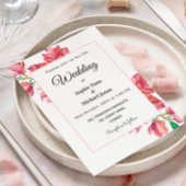 Rosa Weiße Hochzeit Wasserfarbe Magnolia Einladung