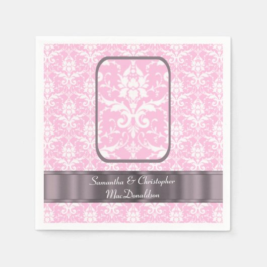 Rosa-weiße Hochzeitsklee Serviette (Vorderseite)