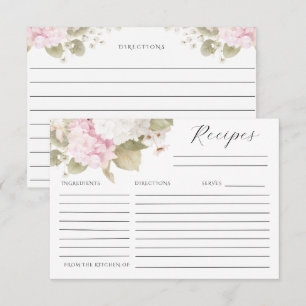 Rosa Weiße Hortensien Elegante Rezeptkarte RSVP Karte