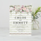 Rosa-weiße Hydrangea-Hochzeit Einladung (Stehend Vorderseite)