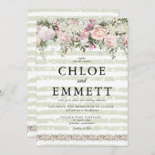 Rosa-weiße Hydrangea-Hochzeit Einladung (Vorne/Hinten)