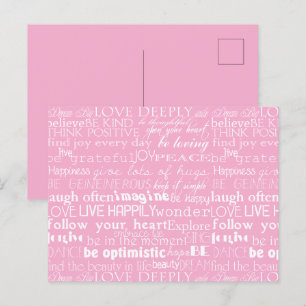 Rosa weiße inspirierende Worte Weihnachten Postkarte
