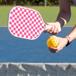 Rosa-weiße Karooptik Pickleball Schläger