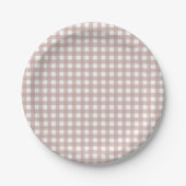 Rosa-weiße klassische Gingham-Karomuster Pappteller (Vorderseite)