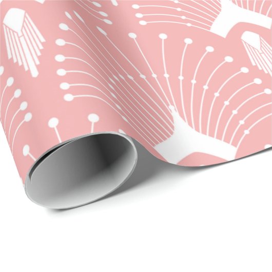 Rosa-weiße Kunstform-Deko Geschenkpapier (Rolleneckpunkt)
