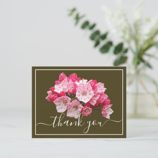 Rosa-weiße Laurel-Oliven zurück Danke Postkarte (Stehend Vorderseite)