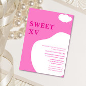 rosa-weiße, lebendige, farbenfrohe, einzigartige Q Einladung