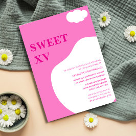 rosa-weiße, lebendige, farbenfrohe, einzigartige Q Einladung