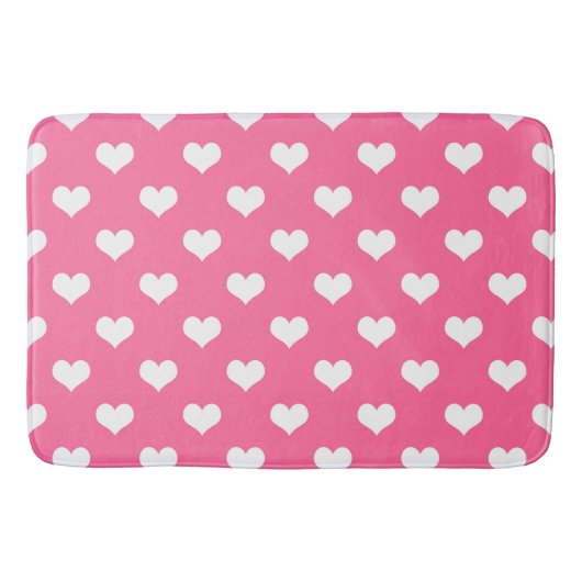 Rosa Weiße Liebe Herzdesign Badematte (Vorderseite)
